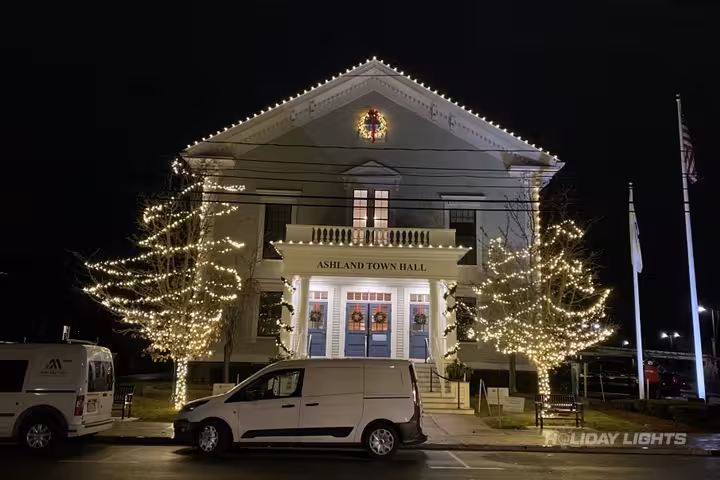 Municipal holiday lights installation in Rhode Island