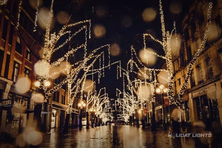 Christmas Cityscape Lights Decoration - Municipal Christmas lights installation in Rhode Island