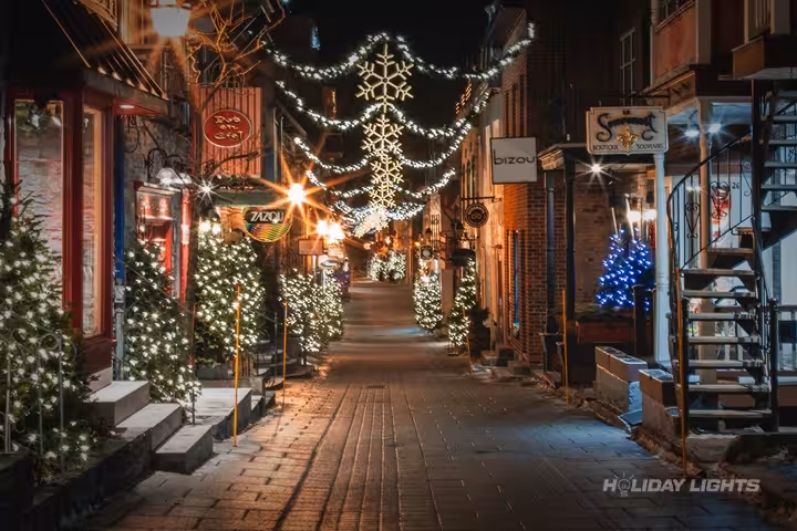 Downtown Skyline Christmas Decoration - Municipal Christmas lights installation in Rhode Island