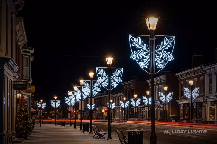 Municipal Christmas Lights Lamp Posts Decoration - Municipal Christmas lights installation in Rhode Island