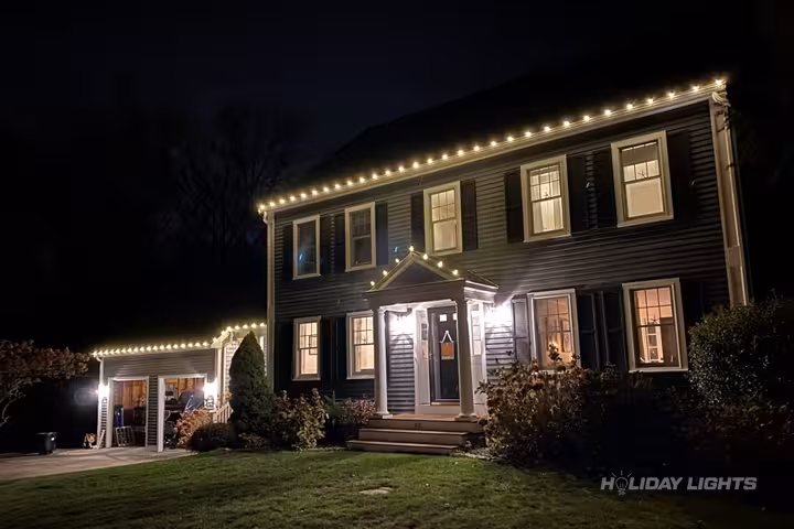 Cohasset House Decorated For Christmas - Residential Christmas lights installation in Rhode Island
